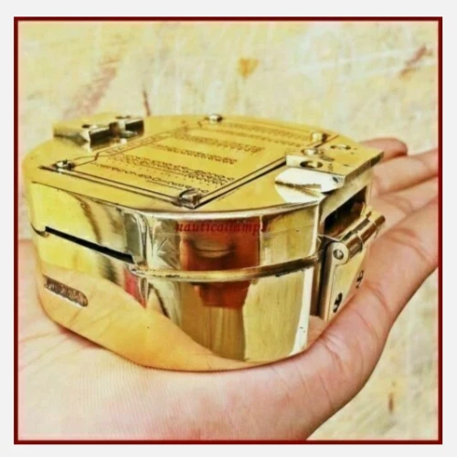 Bussola Meridiana In Ottone - 11cm Con Scatola Di Legno | Decorativa E Funzionale Per Appassionati Nautici