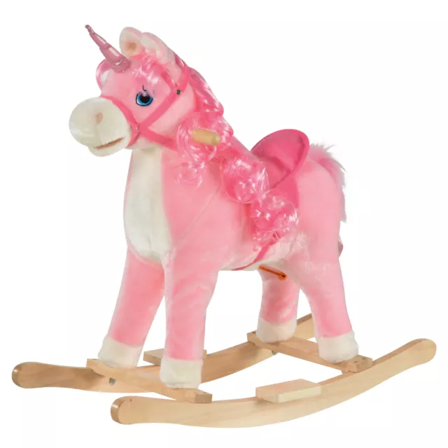 HOMCOM Kids Rocking Unicorn Ride-On Horse Moving Mouth Tail Sounds 36-72 Mnths