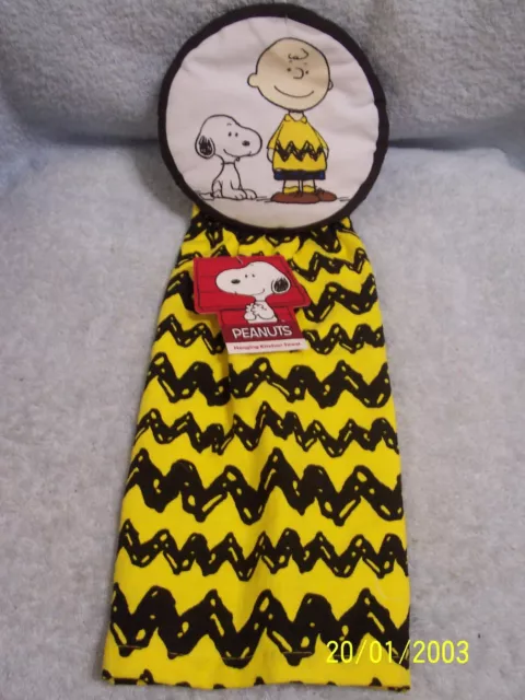 Toalla de cocina colgante Peanuts Snoopy & Charlie marrón nueva