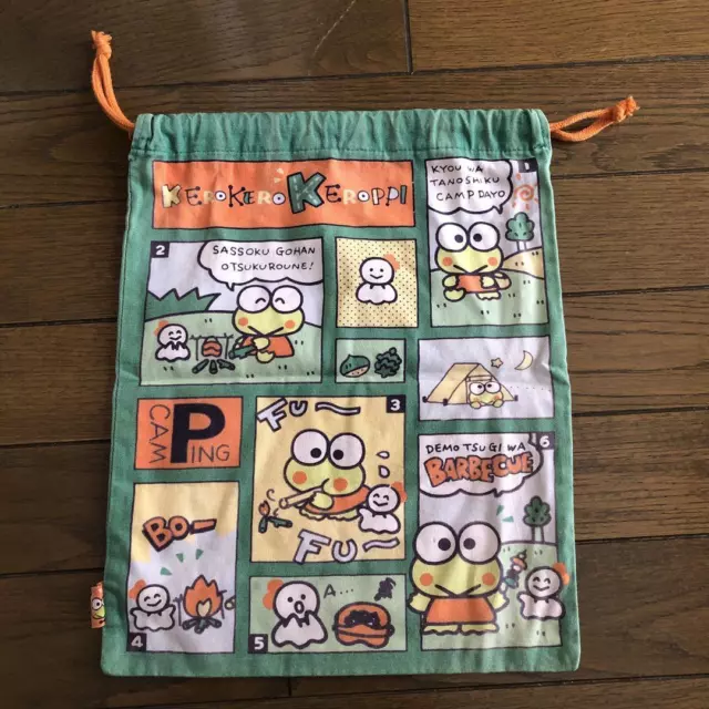 Kero Keroppi Drawstring Bag Showa Retro ee