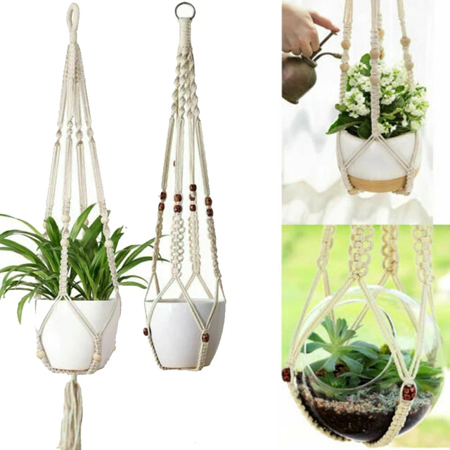 Macrame Plant Hanger Indoor Hanging Planter Basket Flower Pot Holder Cotton Rope