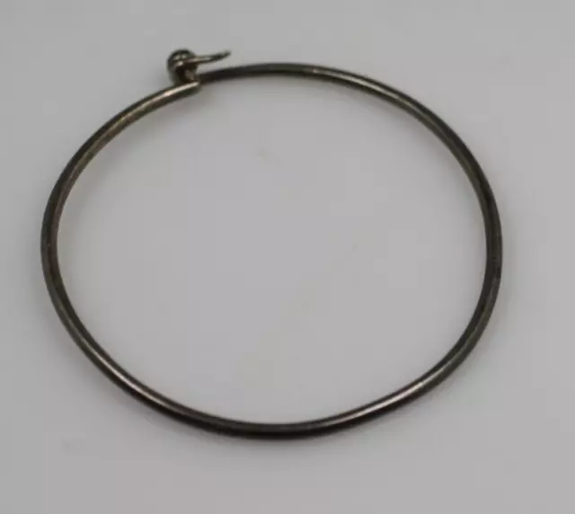 Vintage sterling silver 925 hammered bead ball catch hook bangle bracelet