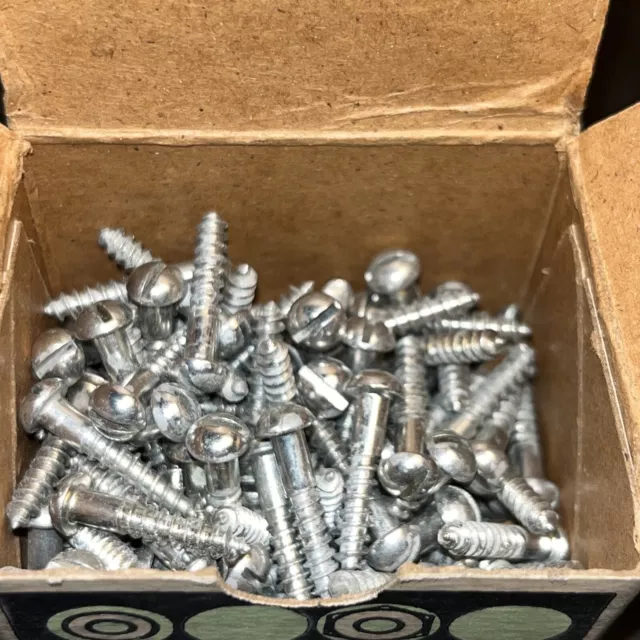 Vintage Jefferson #6 X 3/4” Round Head Slotted Wood Screws Plated  Box Of 88