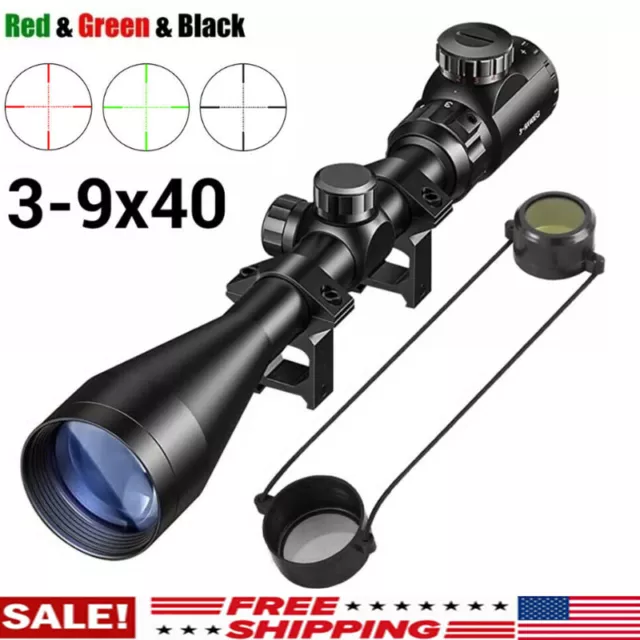 3-9X40 EG Mil-Dot Optical Rifle Scope Red Green illuminated Reticle 20mm Mount