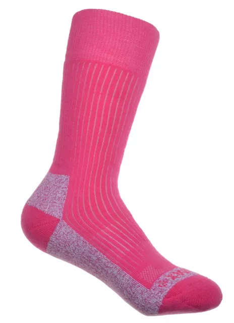 2 Pairs of Ladies Pink Cotton Coolmax walking Socks with Arch Support
