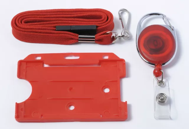 RED ID Card Pack - Lanyard, Card Holder and Badge Reel