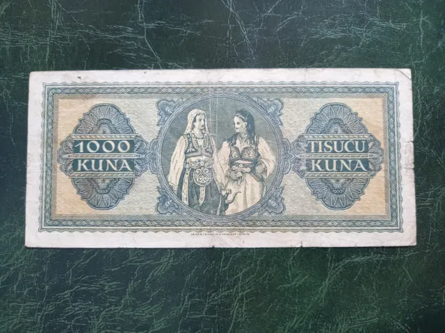 CROATIA NDH 1000 Kuna Banknote, 1943