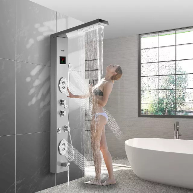 VEVOR Shower Panel Tower Rainfall System Massage Jet Wall-Mount Stainless Steel