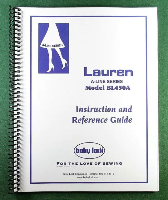 Manual de instrucciones Baby Lock Lauren BL450A: ¡28 páginas y cubiertas protectoras!