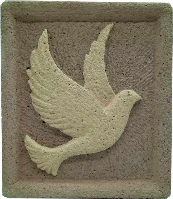 Colombe, 2 couleurs, bas relief pierre reconstituée artisanale