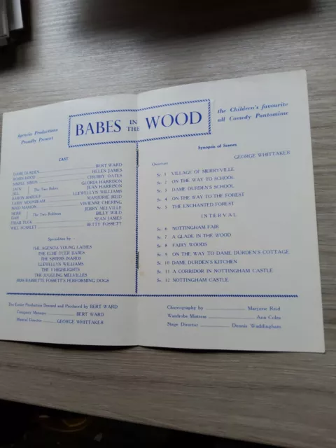 Pantomime Theatre Programme 1968,Kidderminster Playhouse,Babes In The Wood