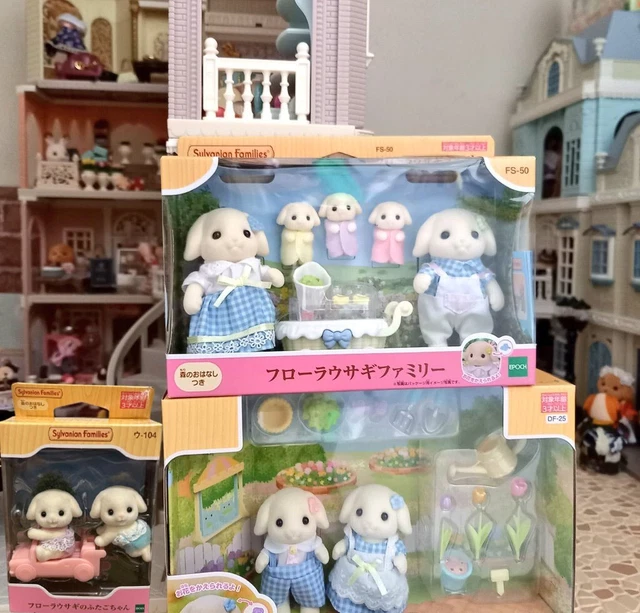 Epoch Calico Critters Sylvanian Families Flora Rabbit Family Brother Sister Baby