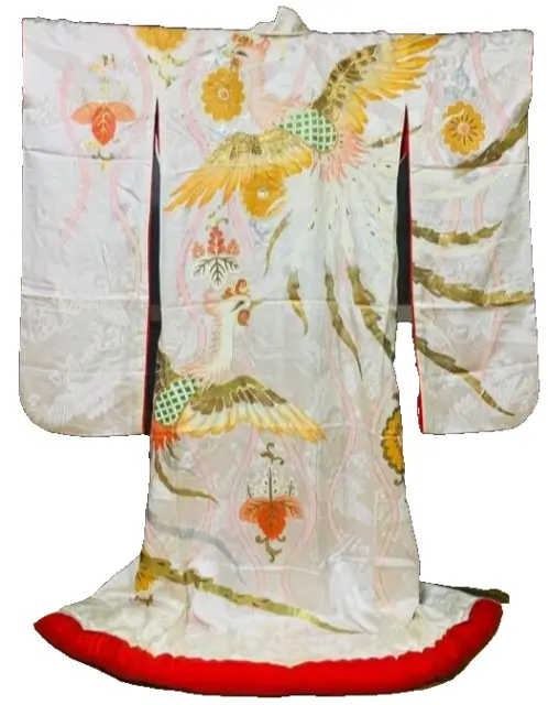 Japanese Kimono Uchikake Vintage Gorgeous wedding Phoenix embroidery (u49)