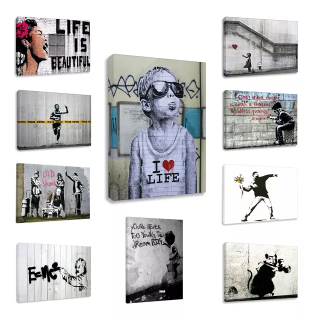 berühmt banksy wandbilder Kunstdruck Leinwandbilder xxl wandbild deko wohnzimmer