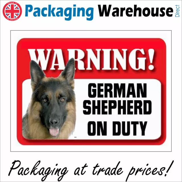 Se034 Warning German Shepherd On Duty Sign Bark Growl Bite Danger Watch Dog