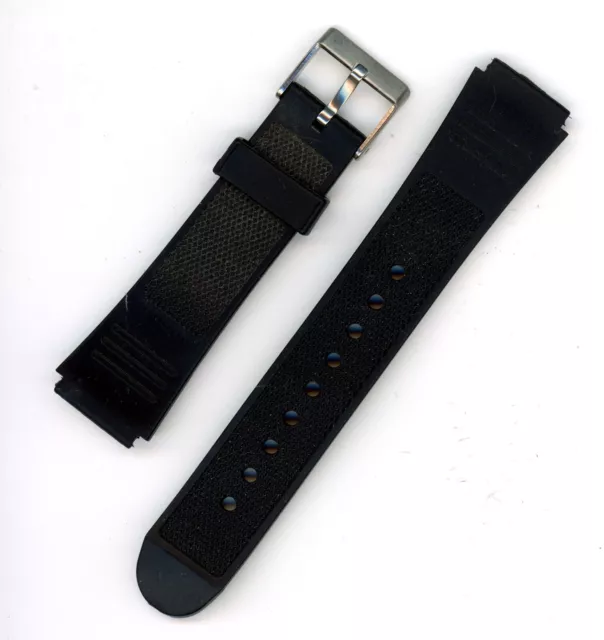 Black rubber 18mm wrist watch strap band vintage NOS silver tone buckle #3