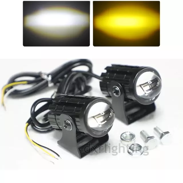 LED Headlight Driving Fog Spot Light Pod Yellow White Hi-Lo Beam Motorcycle ATV