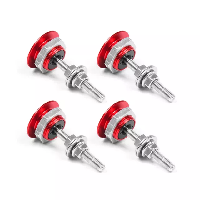 4x Push Button Quick Release Hood Bonnet Pins Lock Clip Car Bumper Latch Kit Red