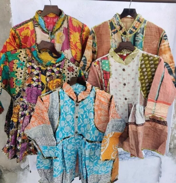 Lote al por mayor surtido Vintage Kantha chaqueta corta cortavientos de invierno