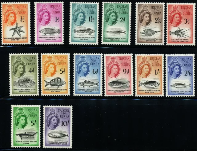 Tristan da Cunha 1960 cpl set Definitives Fish Very Good MNH