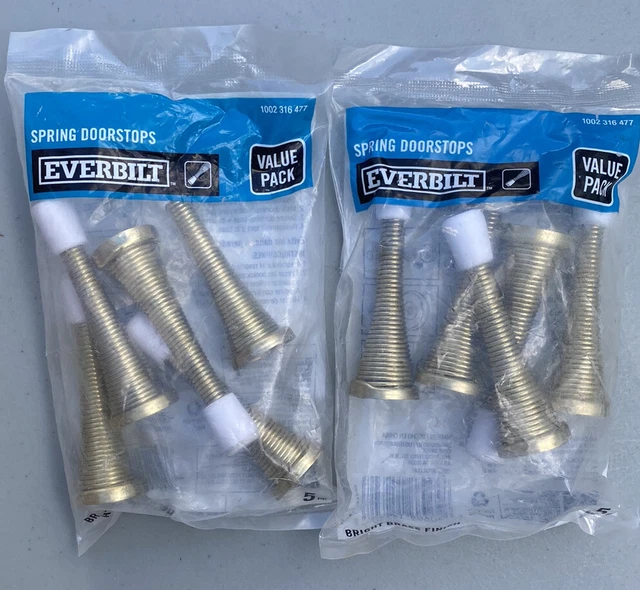 Lot of 2 5-Packs Everbilt Bright Brass Spring Door Stops Value Pack 10 Total (T1
