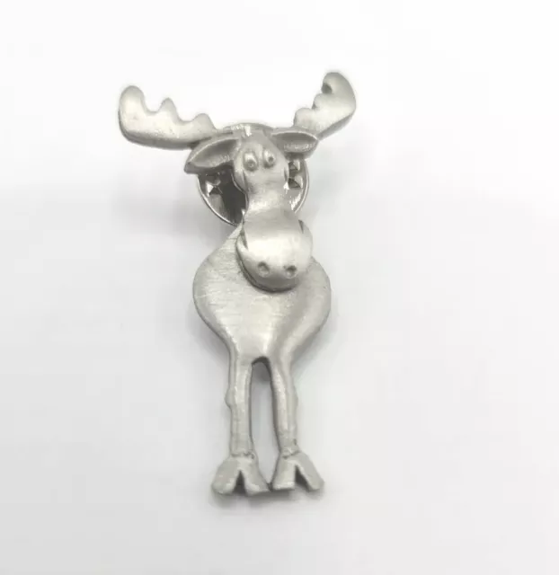 JJ Jonette Jewelry Brushed Silver Pewter Articulating Moose Pin