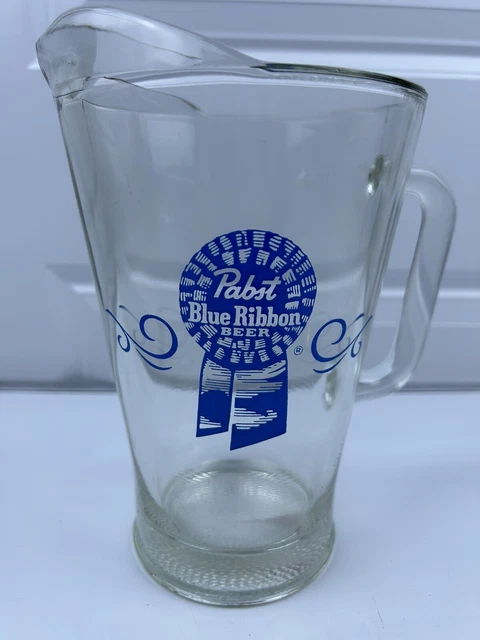 Pabst Blue Ribbon Pbr Vintage Large & Heavy Glass Beer Pitcher
