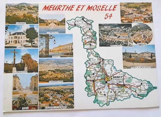 Carte postale - Meurthe et Moselle (54) 12 vues et carte du département - 1990