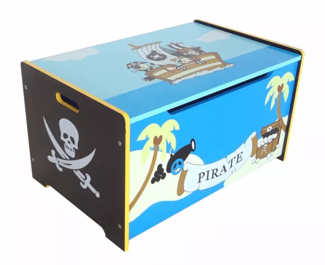 Kiddi Style Children's Pirate Wooden Treasure Chest Toy Box Storage Unit Kids 3