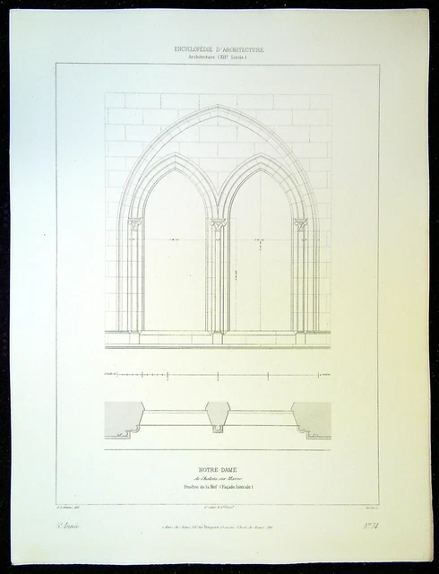 Antique Architectural Engraving N. Lady of Chalon on Marl Nave Window