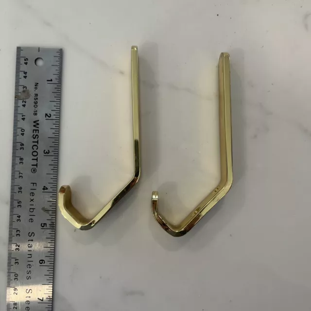 LOT of 2 SOLID BRASS SCHOOL HAT COAT TAPERED DOUBLE HOOKS 2