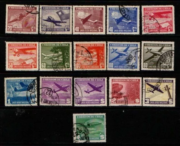 Chile 1941 Air Mail selection to 4 pesos SG294-7, 301-01, 304-07, 310a   Used