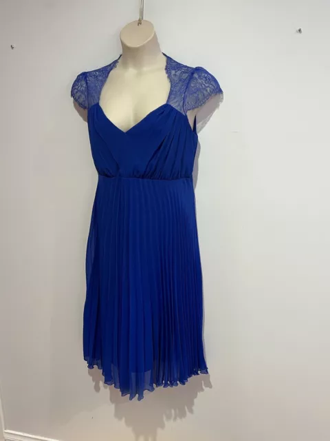 Blue Short Sleeve Maternity Dress/ Lace/ Pleated / High Waist Size14 ASOS GC