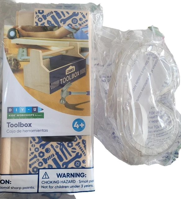 LOWES DIY KIDS My First DIY Toolbox Kit w Patch & Goggles JAN