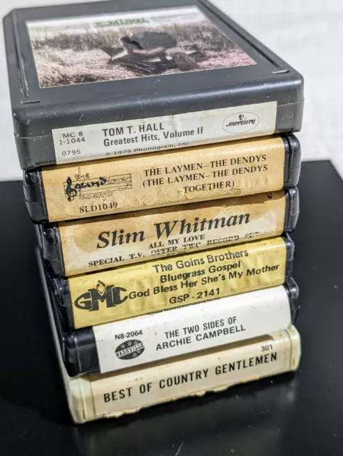 Lot Of Six (6) Vintage 8 Track Tapes Cartridges UNTESTED Slim Whitman, Tom T Hal 3