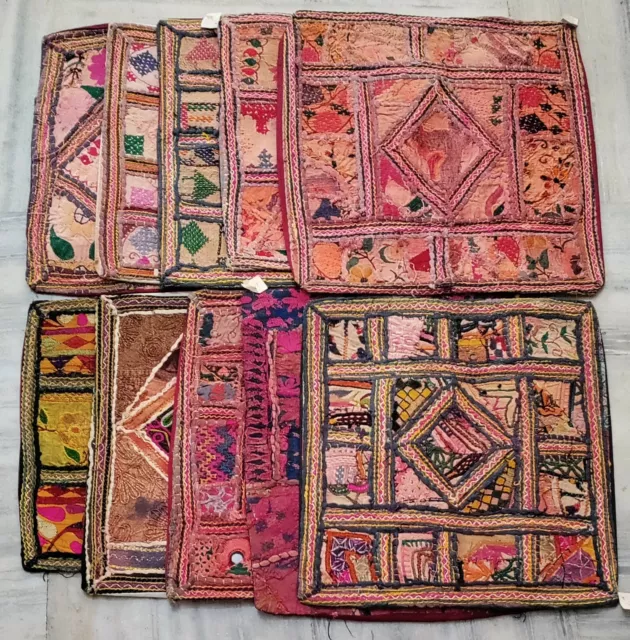 Conjunto De 10 Fundas Cojín Vintage Tribal Aspecto Colorido Patchwork Almohada #