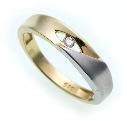 Anneau Femmes Brillant 0,03ct or Véritable 585 Bicolore or Jaune Diamant Si