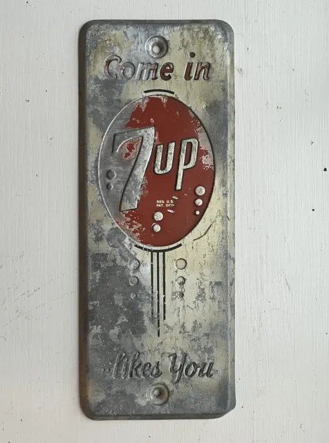 LAST ONE! NOS 1950's 7-UP molded 3D plastic vending sign pre pull