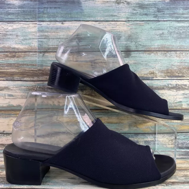 Munro Slide Sandal Womens Size 9 Narrow Black Open Toe Slip On Block Heel
