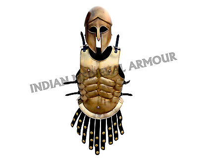 Ancient Anitque Greek Spartan Muscle Body Armour with Greek Corinthian helmet
