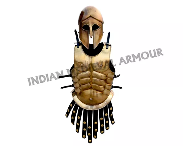 Ancient Anitque Greek Spartan Muscle Body Armour with Greek Corinthian helmet