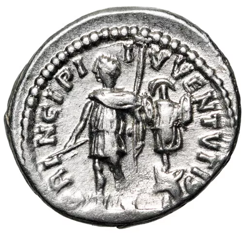 Caracalla as Caesar AR Denarius "Price of Youth" Rome Good Very Fine