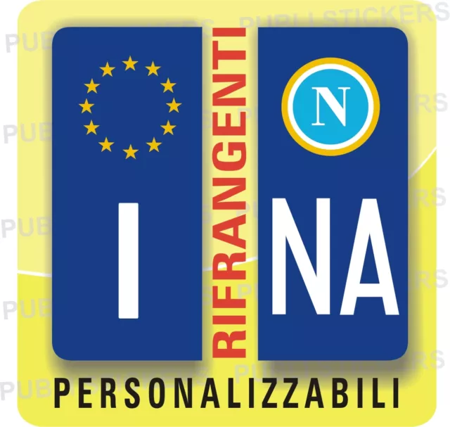 Adesivi Blu Rifrangente Per Targa Auto Europea Con Bandiera E Provincia Napoli