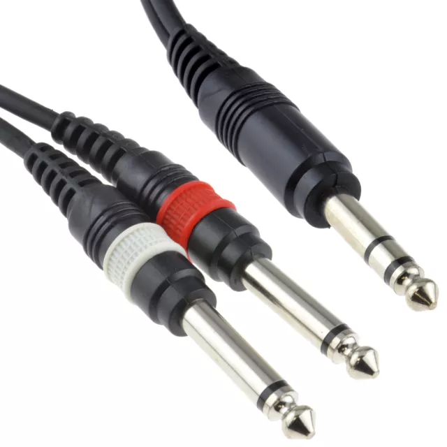 6m 6.35mm Stereo Jack to 2 x Mono BIG Jacks Cable Audio Channel Splitter Lead