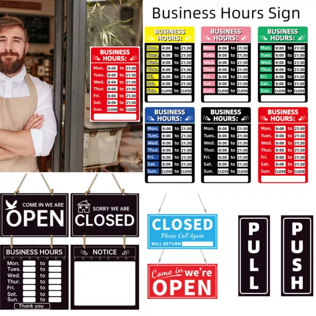 Business Hours Open Close Sign Clock Office Business Shop Door Restaurant Window