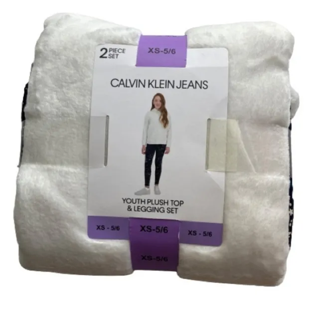 Calvin Klein Jeans Youth Plush Top & Legging Set Girls Size XS-5/6 Cream