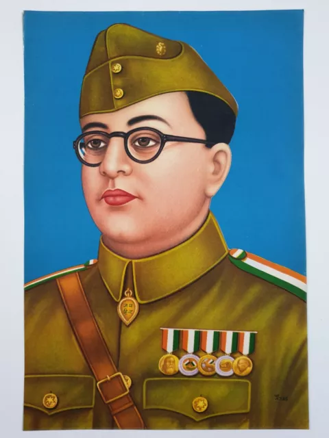 India Vintage Political Print SUBHAS CHANDRA BOSE 11.50in x 17.50in (1)