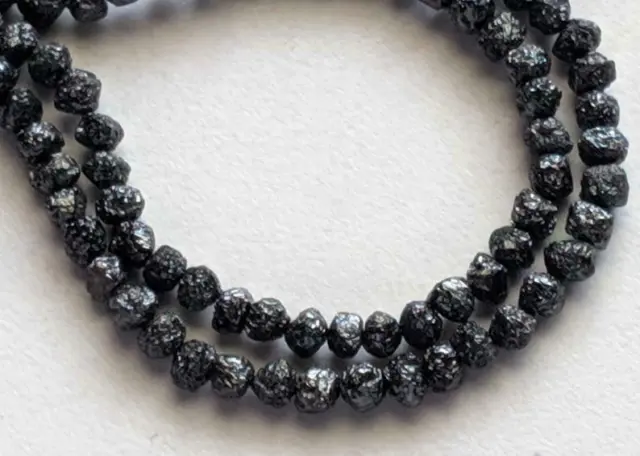 Perles de diamant noir brut étincelant 8 "Inc 4-5 mm, brin de perles de...