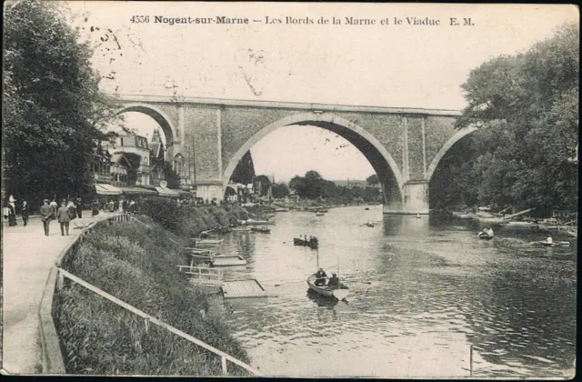 NOGENT 94 Viaduct CPA animated written to Miss Jean Bourguignon 26 Montélimar in 1922