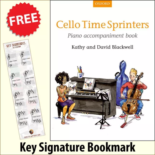 Cello Time Sprinters Piano Accompaniment Music Book +FREE Key Signature Bookmark